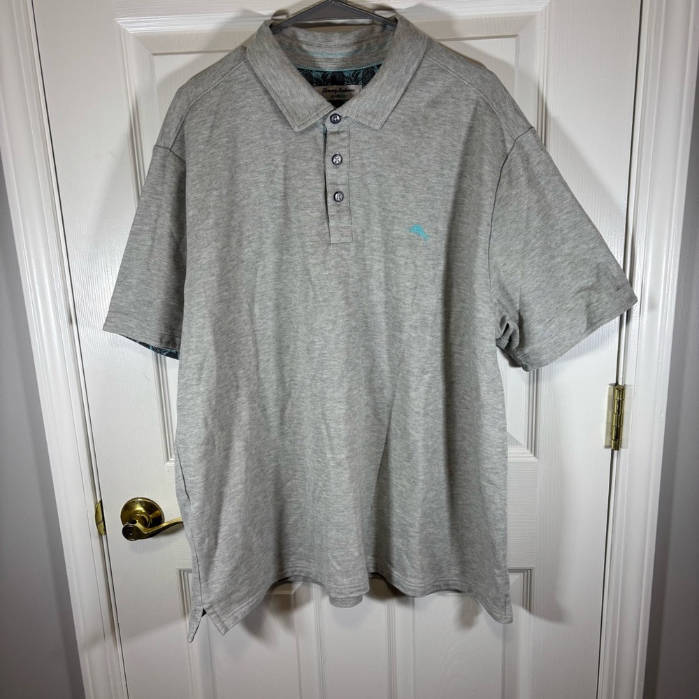 Tommy Bahama Men’s Knit Polo Shirt Size XXL Gray Cotton Blend Island Zone Casual